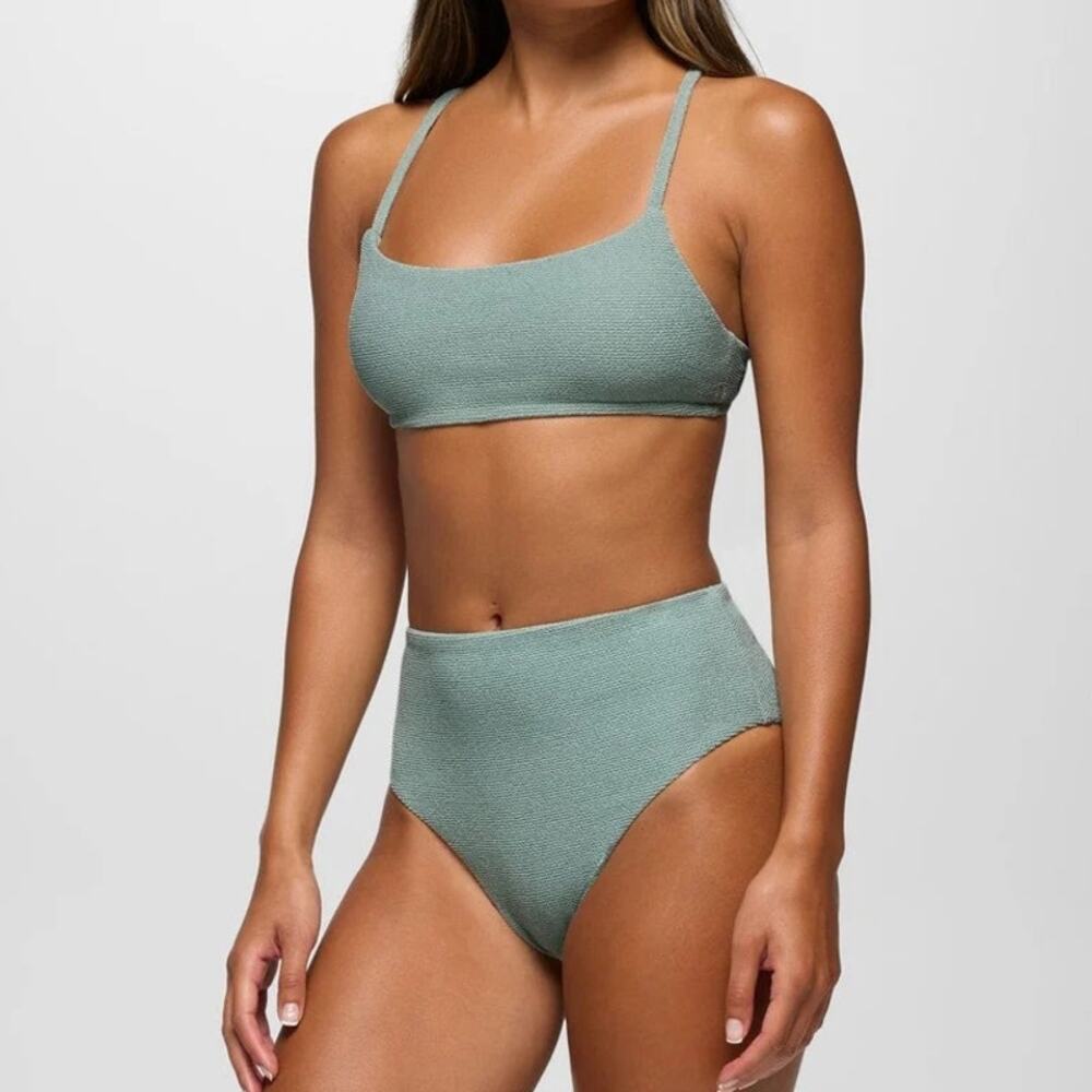 Prana Lahari Scrunch Bikini Top & Scrunch High Rise Swim Bottom Sz XL Saltwater
